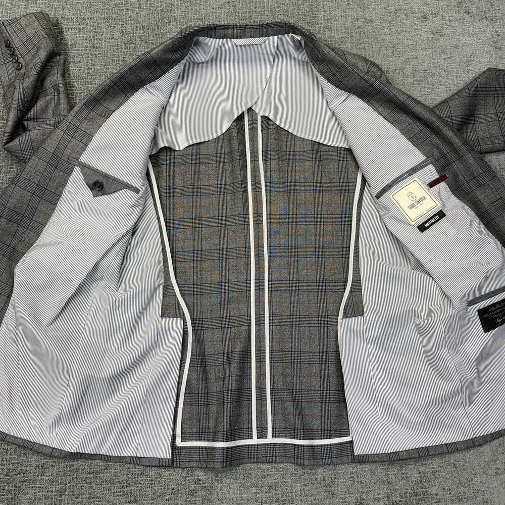 Todd‎ Snyder Sport Coat Blazer Men's 42L Gray Mayfair Fit Plaid Wool Italy